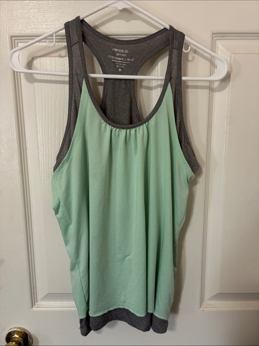 Marika Mint and Charcoal Racerback Performance Tank